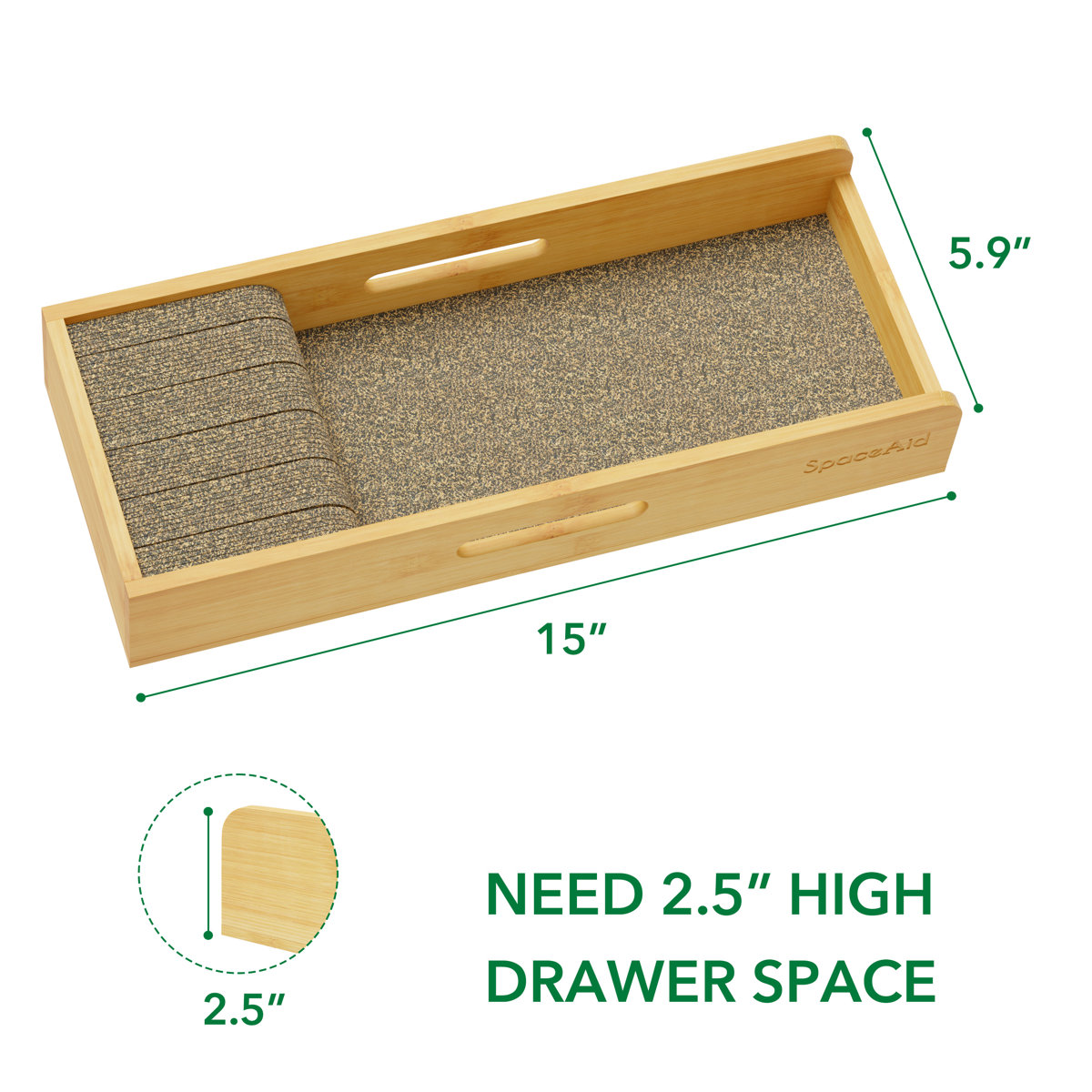 Bamboo Knife Drawer Organizer Insert, Small Kitchen Knife Storage Dock, Steak Knives Holder Tray for Drawer Organization